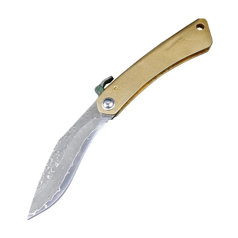 Higonokami Damascus Steel Folding Knife - Bone Handle Camping & Slicing Tool