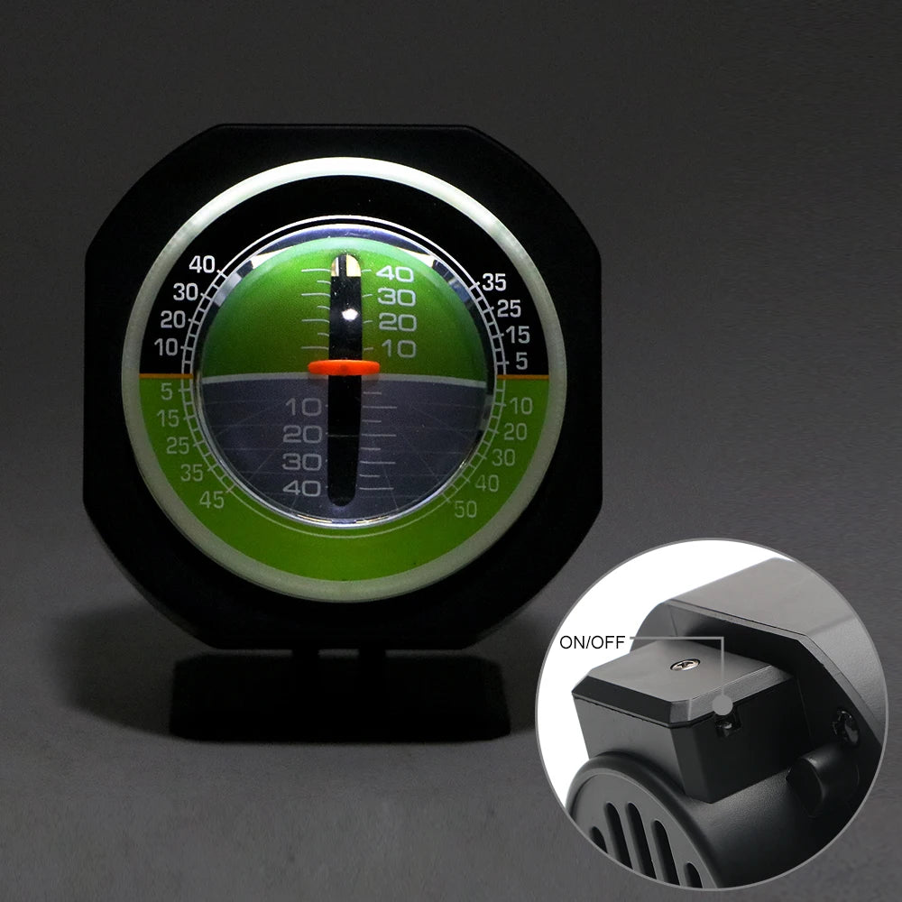 High-Precision Car Inclinometer & Compass — Built-in LED Slope Meter, Vehicle Angle & Gradient Level