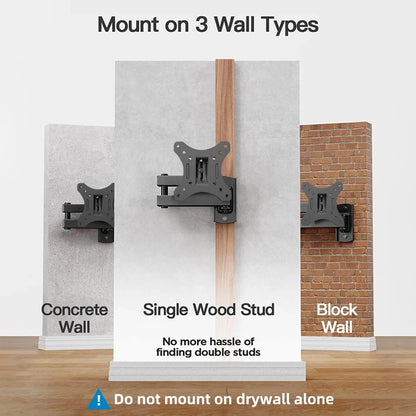 Full Motion Corner TV Wall Mount Bracket – Swivel & Tilt Adjustable Holder for 10-32" Monitors, Universal VESA 100x100mm