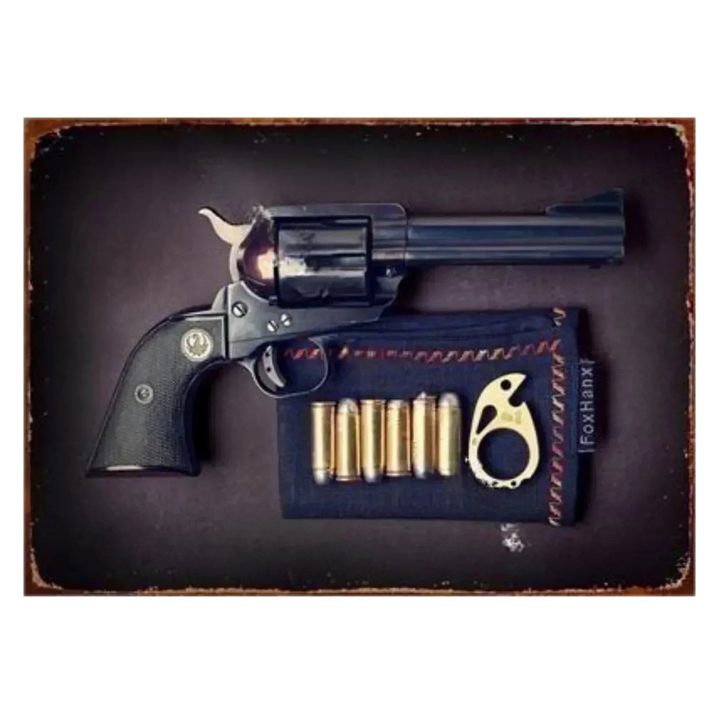Pistol Metal Wall Sign - Military Style Decoration for Man Cave Home Cafe Bar Garden