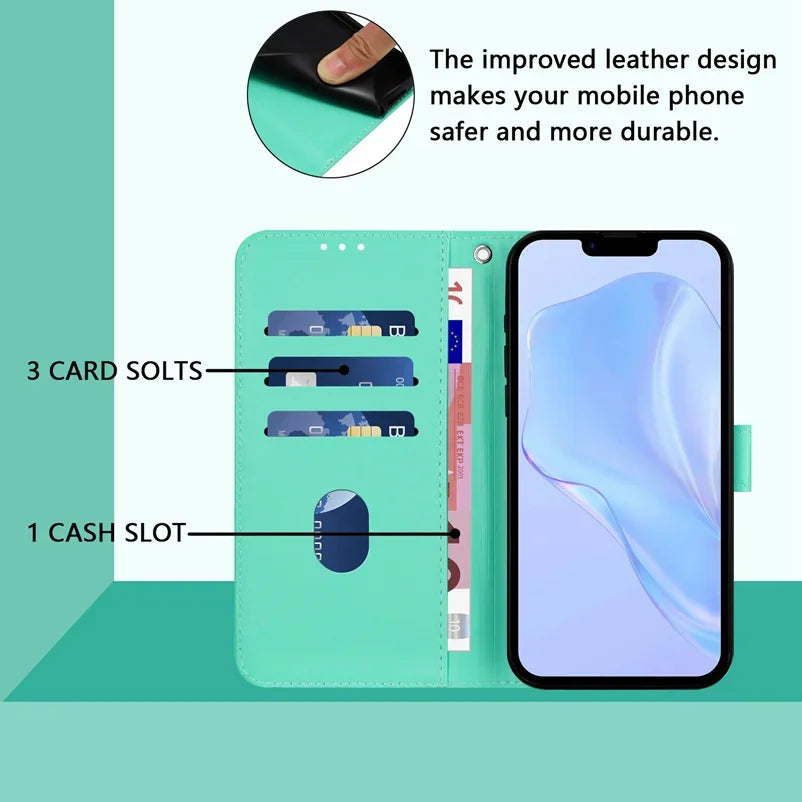 iPhone 16 Series Wallet Leather Flip Case – Protective Cover for 16, 16 Pro, 16 Pro Max & 16 Plus