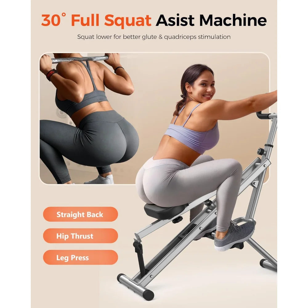 Pink Foldable Squat & Rodeo Core Exercise Machine – Home Fitness Equipment with 4 Adjustable Resistance Bands, 330lbs Capacity