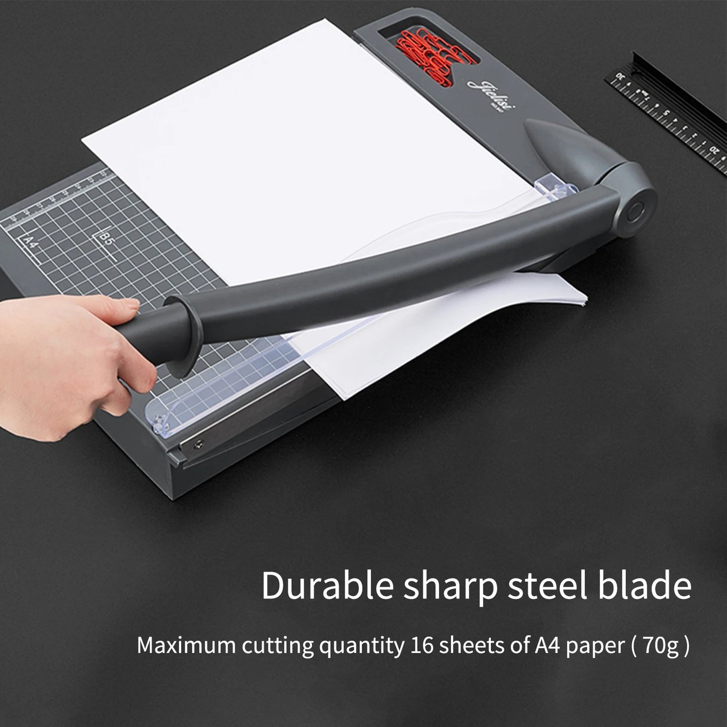 JIELISI Mini A4 Paper Trimmer — Desktop Guillotine Cutter with Safety Cutter Head for Precise Paper Cutting