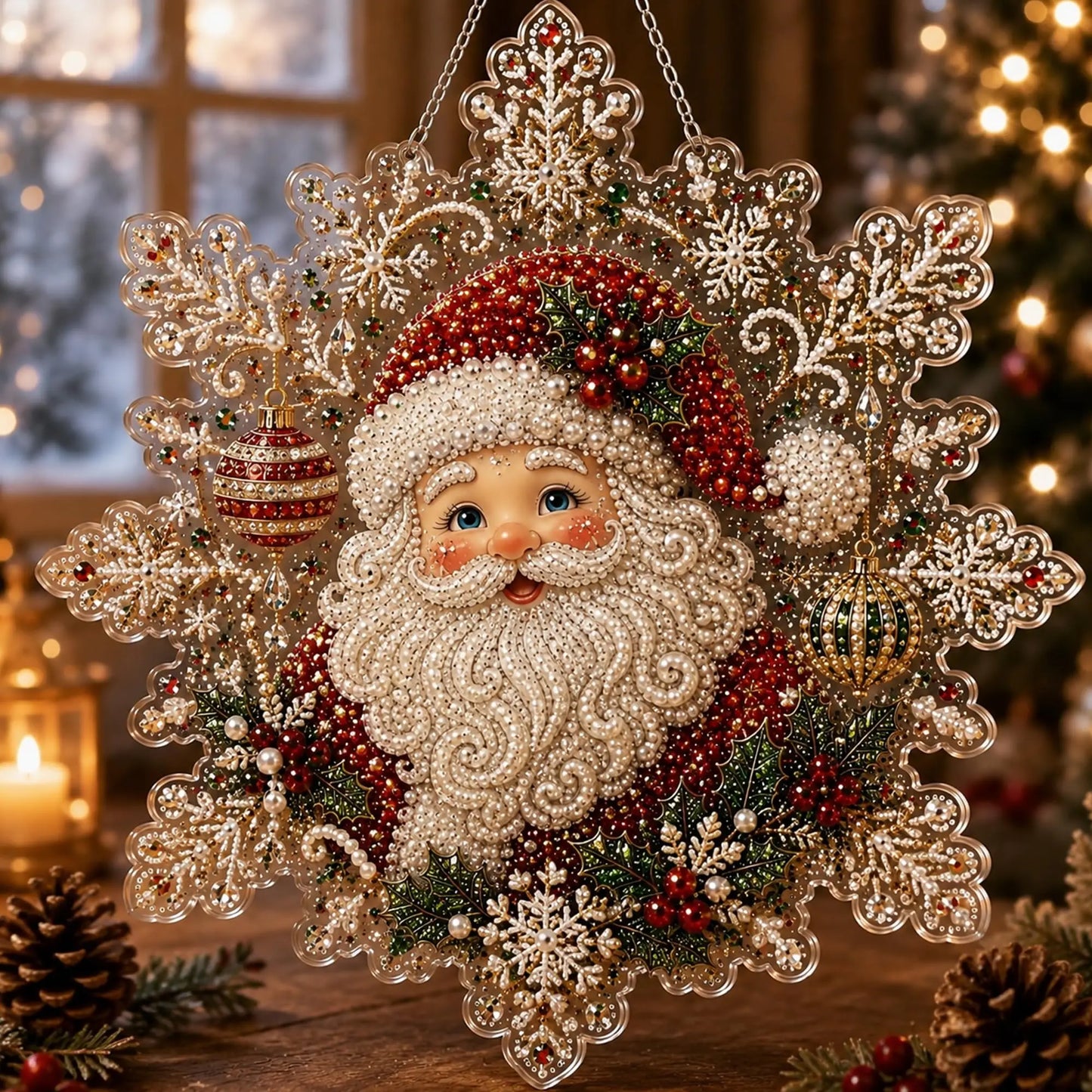 Santa Claus Pearl Diamond Painting Kit - DIY Christmas Hanging Craft & Wall Decor