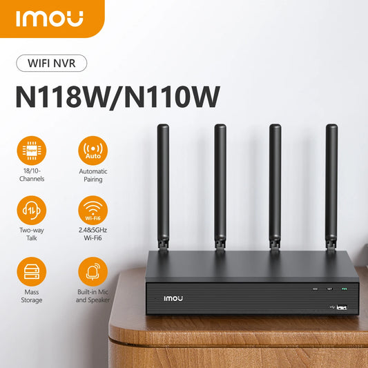 IMOU 10/18CH Wireless NVR – Dual-Band 2.4/5GHz Wi-Fi Network Security System, Metal Shell