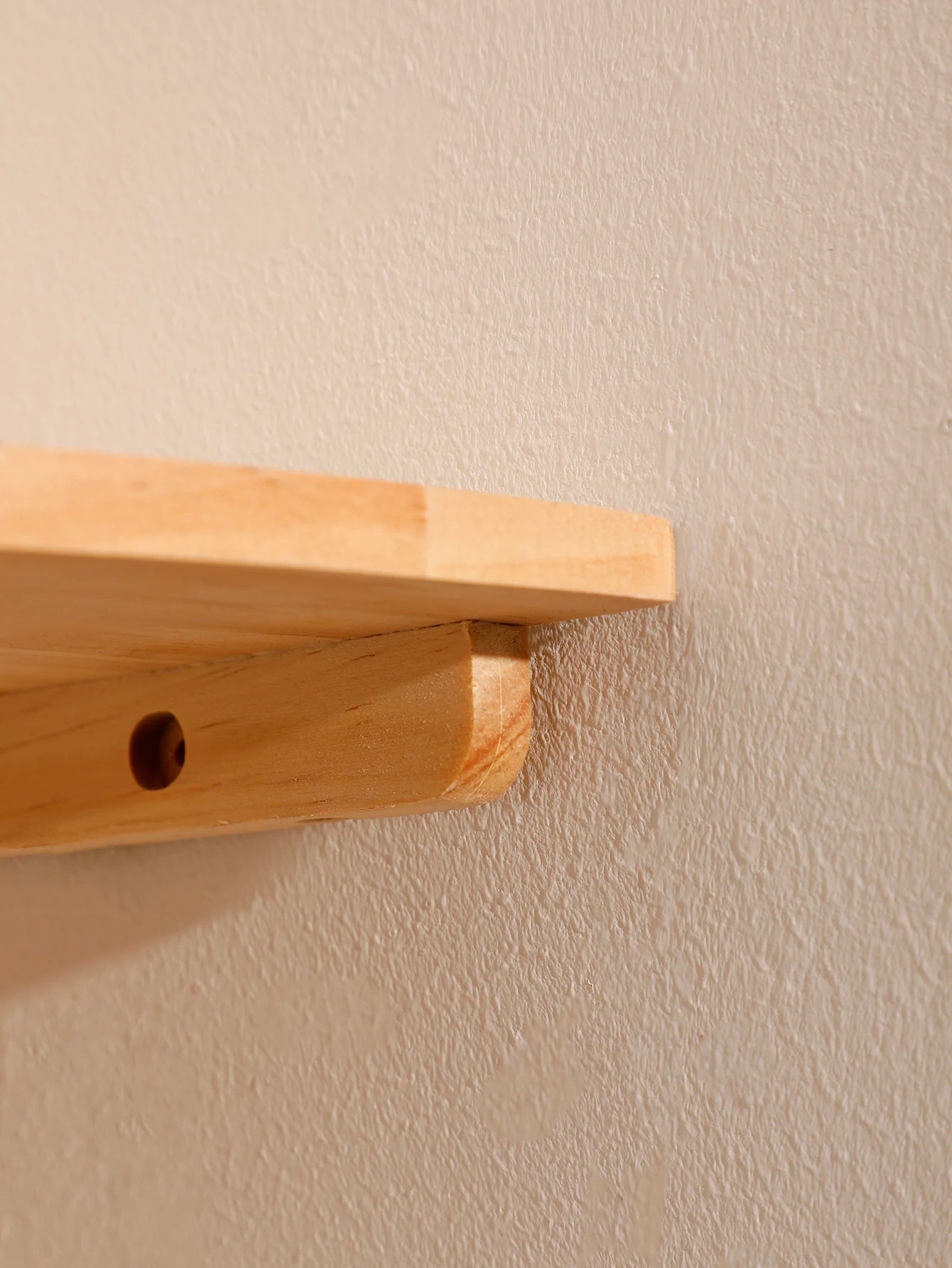 Wooden Floating Corner Wall Shelf – Round End, Wall-Mounted for Bedroom, Living Room & Kitchen
