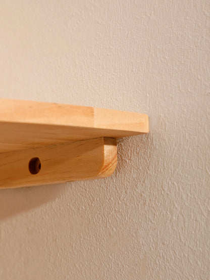 Wooden Floating Corner Wall Shelf – Round End, Wall-Mounted for Bedroom, Living Room & Kitchen
