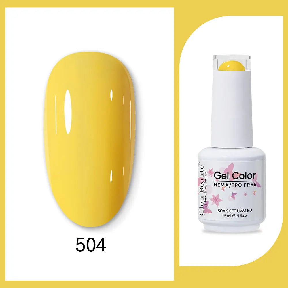 Clou Beaute 15ml Gel Nail Polish Set – Red Black White Green Neon UV Soak-Off Semi-Permanent Nail Varnish Base & Velvet Top Coat
