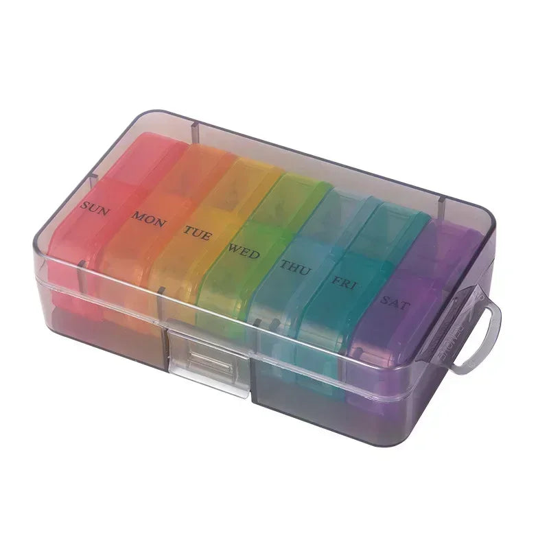 Weekly 7-Day Pill Organizer Box – Portable Medicine & Tablet Storage with Secret Compartments for Travel