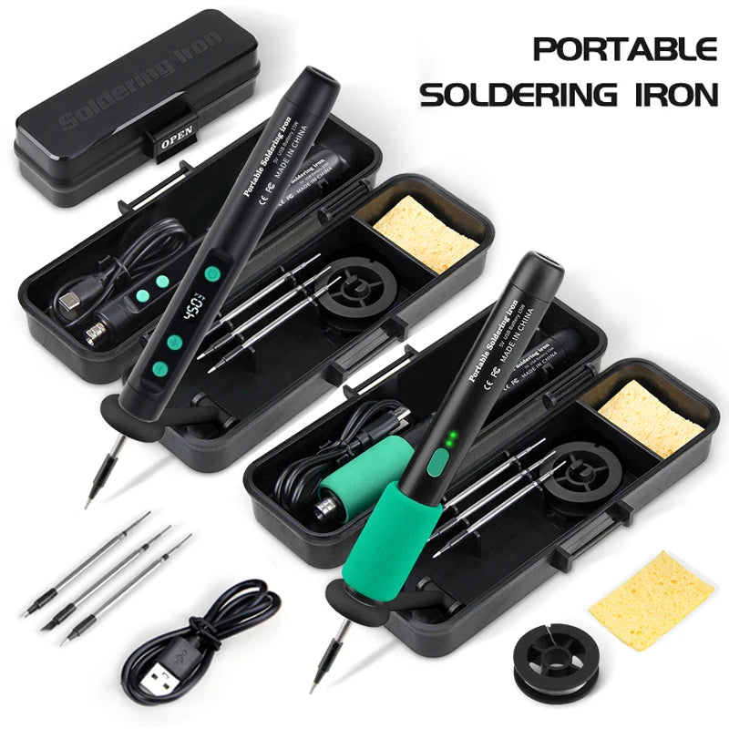 LF USB Soldering Iron 8W – 3-Level Adjustable Temperature Rechargeable Lithium Battery Welding Kit for DIY Electronics & Home Repair Soldering Set