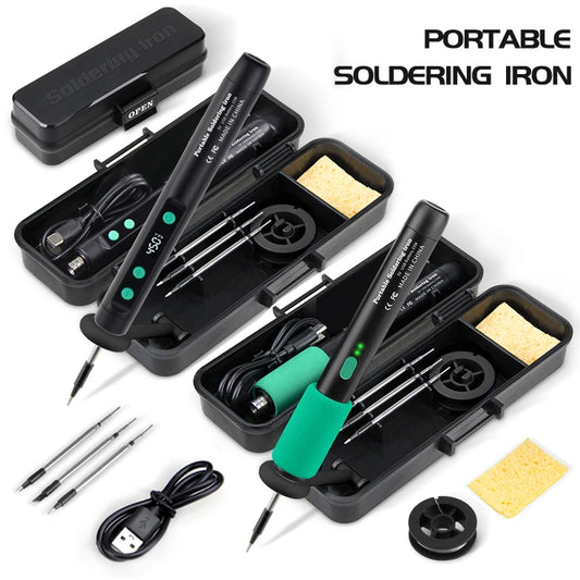 LF USB Soldering Iron 8W – 3-Level Adjustable Temperature Rechargeable Lithium Battery Welding Kit for DIY Electronics & Home Repair Soldering Set