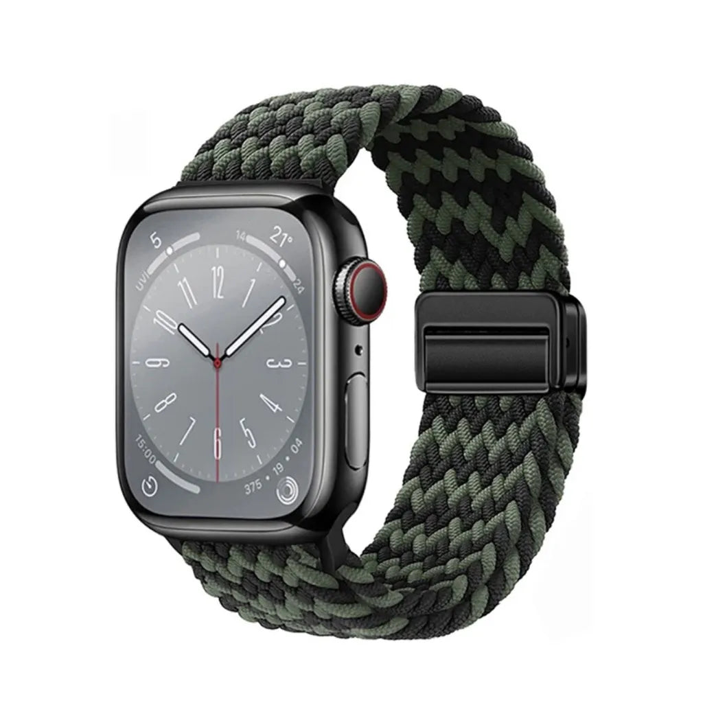 Nylon Braided Watch Band for Apple Watch – Compatible with Series SE, 3–10 & Ultra (38–49mm Adjustable Sport Strap)