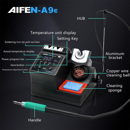 AIFEN A9E Soldering Station – Compatible with 210/245/115 Soldering Iron Tips & Handle Temperature Control for Welding