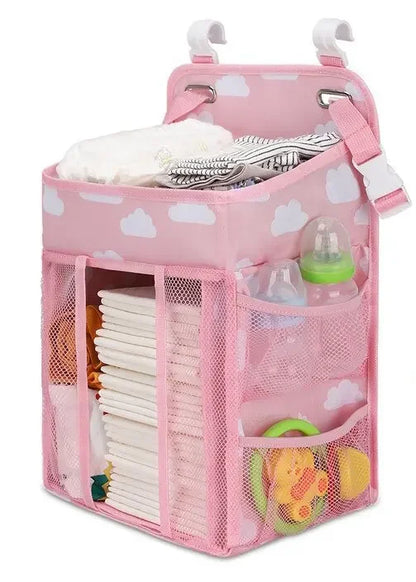 Baby Crib Hanging Storage Bag – Diaper & Nappy Organizer for Cot, Infant Essentials Holder