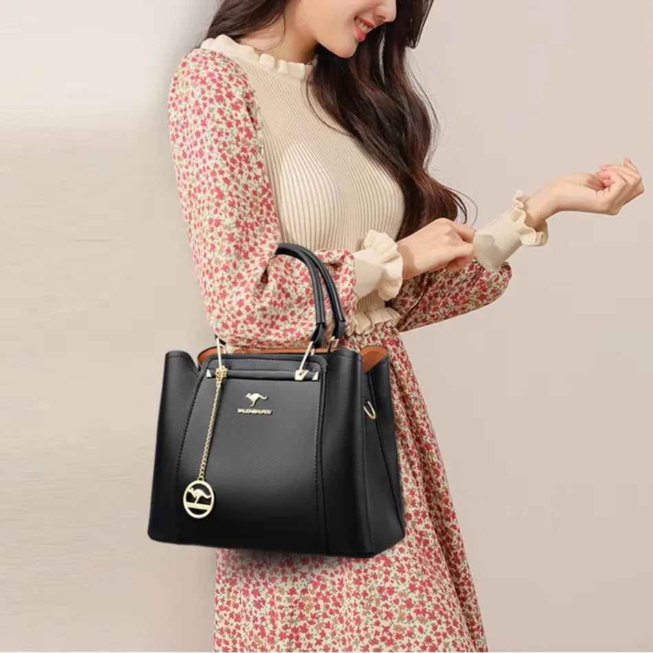 Luxury Women’s Leather Handbag – Large Capacity Shoulder & Crossbody Designer Bag
