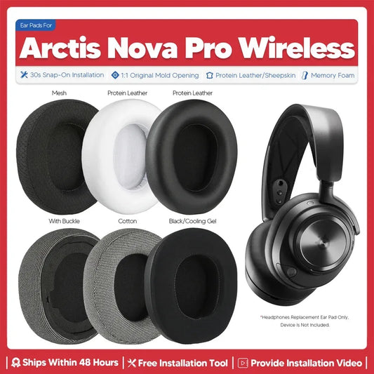 Replacement Ear Pads for SteelSeries Arctis Nova Pro Wireless – Soft Earmuff Cushions Headphone Accessories for Comfort & Noise Isolation