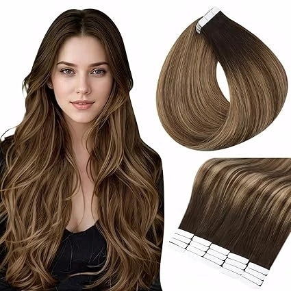Full Shine Blonde Tape-In Hair Extensions – 100% Remy Human Hair, Double-Sided, Straight, Silky & Comfortable for Women
