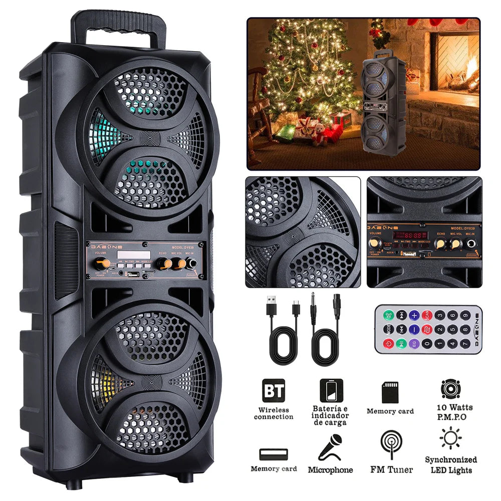 3000W Portable Bluetooth Speaker – Heavy Bass Subwoofer, Party DJ Karaoke, Rechargeable Loud Sound System