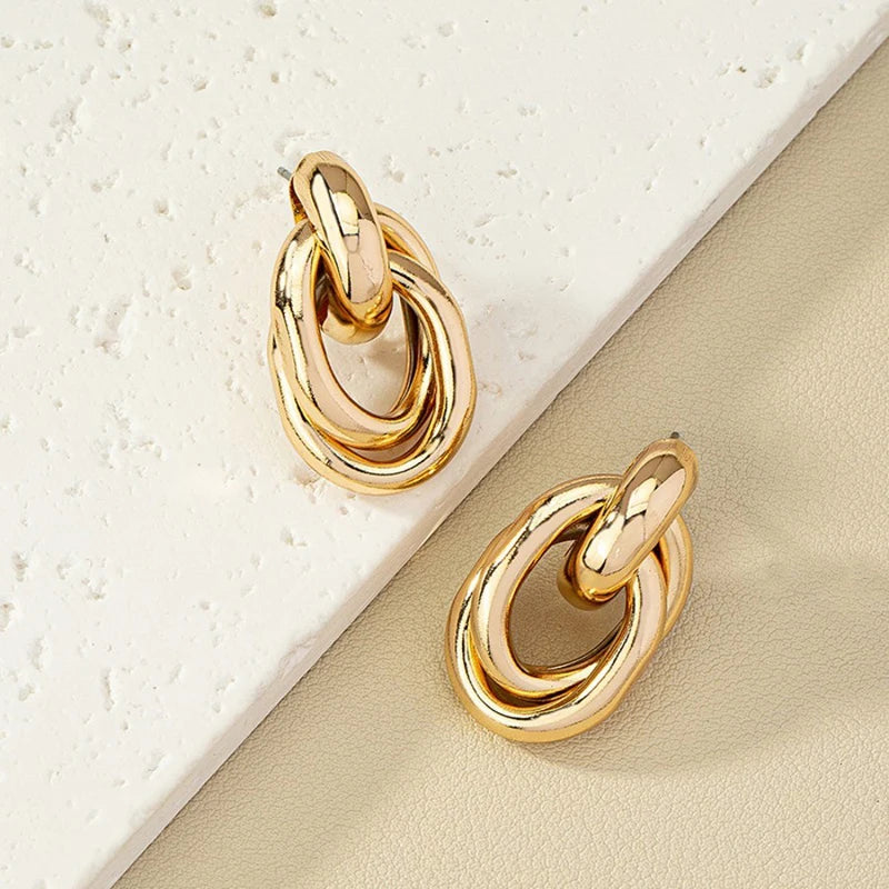 Gold & Silver Knot Hoop Earrings – Trendy Shiny Eardrop Jewelry for Women