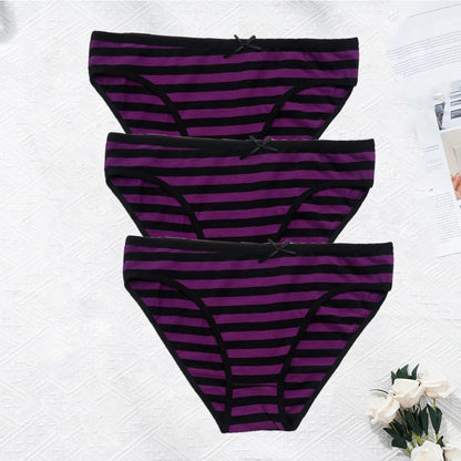 YOUREGINA Plus Size Seamless Panties - Striped Cotton Women’s Underwear Briefs 3 Pack