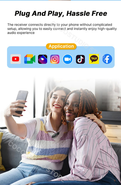 BOYA BY-V3 Wireless Lavalier Microphone – Lapel Mic for iPhone, iPad, Android, USB-C, Gaming, Video Recording & Streaming