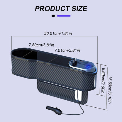 SEAMETAL Wireless Charging Car Seat Gap Organizer – 40W USB-C/Lightning Fast Charge, Auto Center Console Storage Box