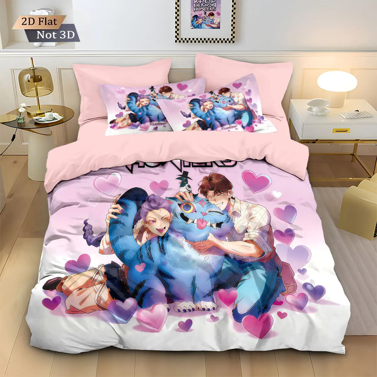 Anime Demon Hunters Zoey Mira Bedding Set – Duvet Cover for Kids, Teens & Adults, Single to King Size Gift