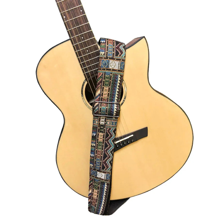 High-Quality Cotton Guitar Strap – Adjustable Length, 6.2cm Wide for Acoustic Guitar & Electric Bass