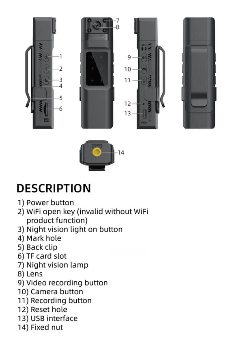 JOZUZE Mini Portable Body Camera – 1080P Wearable Police, Sport, and Business Conference Video Recorder