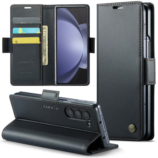 Magnetic PU Leather Phone Case for Samsung Galaxy Z Fold 7/6/5 — Fold6/5 5G Wallet Card Holder Shockproof Cover