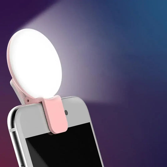 Portable Mini LED Selfie Ring Light - Clip-On Fill Light with 3-Level Dimming for Phone Photography