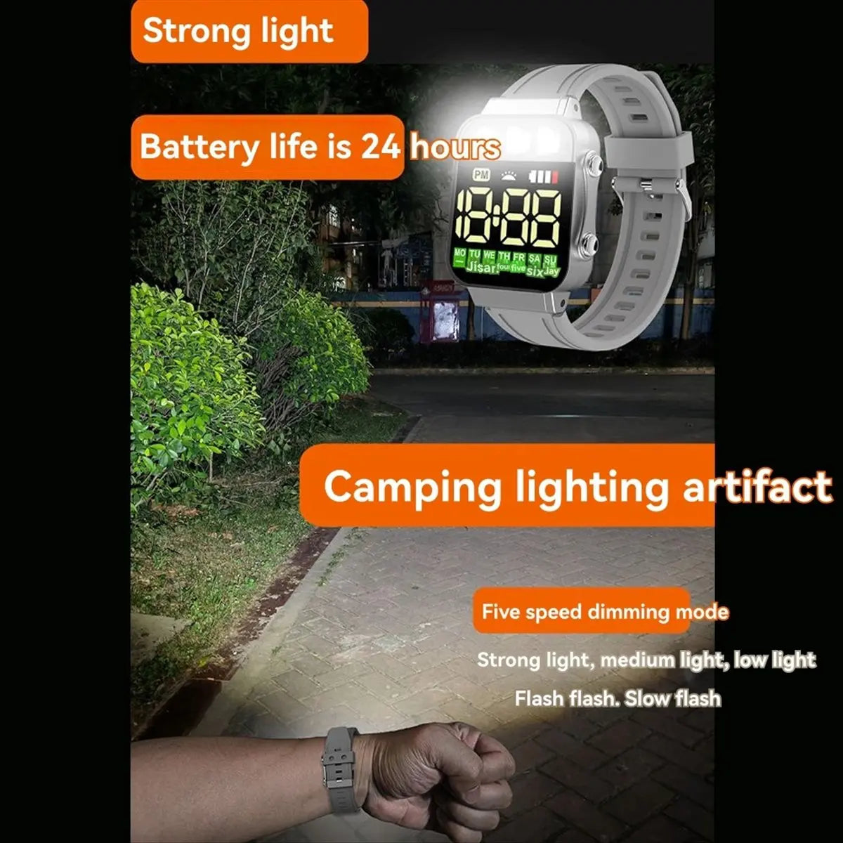 HAPPY DIAN Sports LED Digital Watch - USB Rechargeable Flashlight Wristwatch for Students & Men