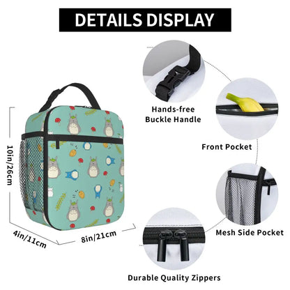 Totoro Miyazaki Anime Insulated Lunch Tote Bag – Portable Thermal Cooler for School & Office