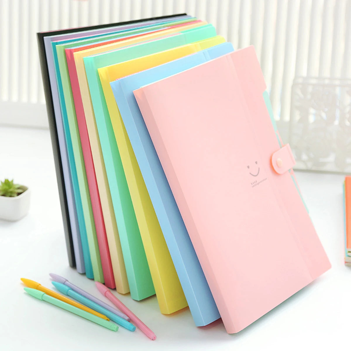 A4 Multi-Layer Folder Dutton File Bag | Candy Color Five Grid Organ Bag | Large Capacity Korean Office Stationery