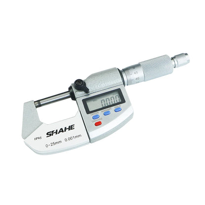 SHAHE 0.001mm Electronic Outside Micrometer — 0-25mm Digital Caliper Gauge for Precision Measurement