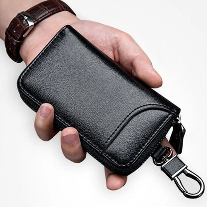 Leather Keychain Organizer for Men and Women - Key Holder Pouch and Car Key Wallet Case with Card Storage