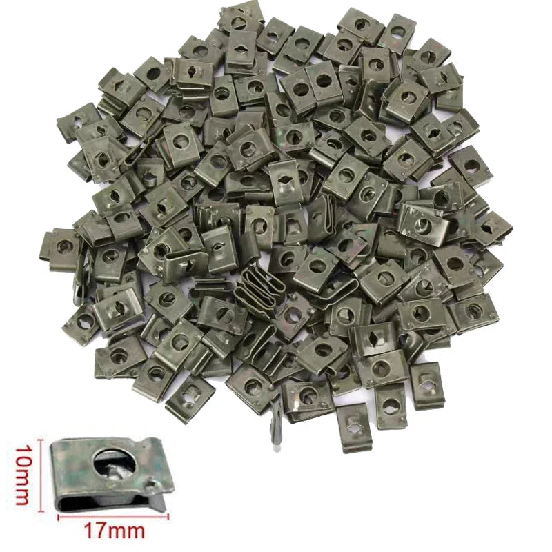 Car U-Type Metal Screw Clips - Anti-Rust Fastener Set for Fender, Bumper & Body Repair (10-200PCS)
