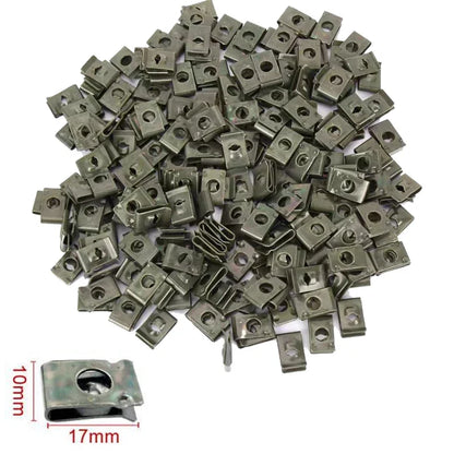 Car U-Type Metal Screw Clips - Anti-Rust Fastener Set for Fender, Bumper & Body Repair (10-200PCS)