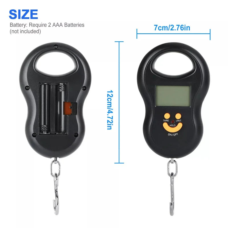 50Kg Portable Digital Hanging Scale - High Precision LCD Electronic Fishing Weight Scale with Backlight