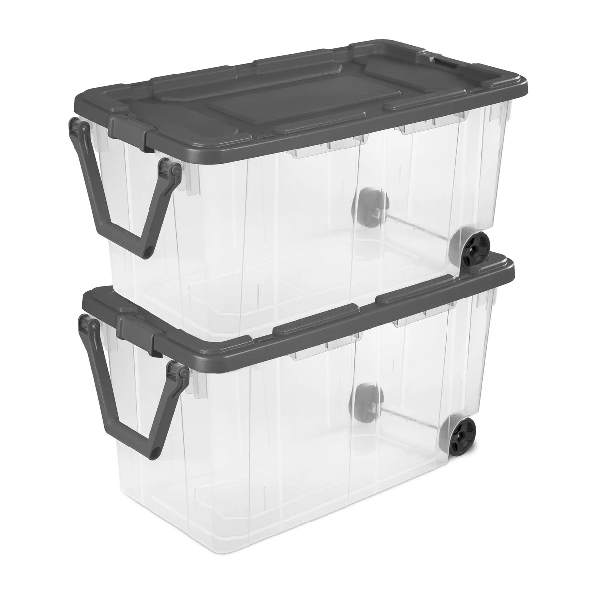 Sterilite 40 Gallon Extra Large Storage Bin - Wheeled Plastic Storage Container with Handle, Black, 2-Pack