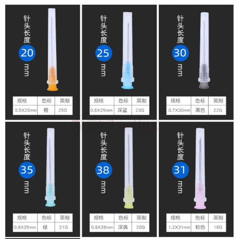 25pcs Disposable Sharp Needles (18G 25G 27G 30G 31G 32G 34G) - Sterile Stainless Steel for Hyaluronic Acid & Tattoo Use
