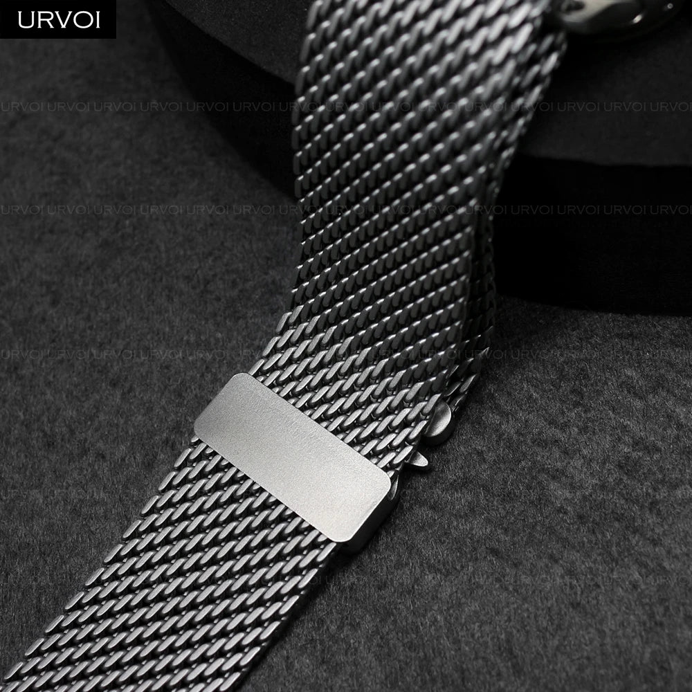 URVOI Stainless Steel Mesh Band for Apple Watch Ultra 2/1, Series 10/9 – 316L Secure Parachute Buckle, 46/49mm