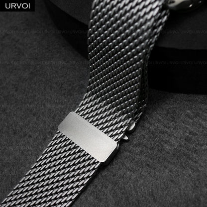 URVOI Stainless Steel Mesh Band for Apple Watch Ultra 2/1, Series 10/9 – 316L Secure Parachute Buckle, 46/49mm
