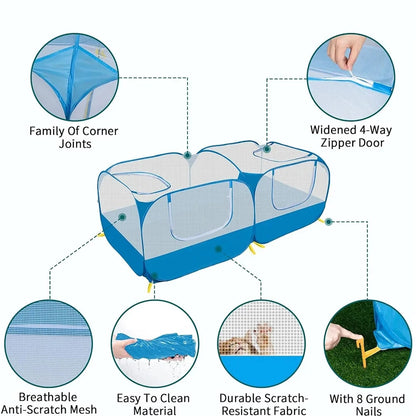 Portable Small Animal Playpen - Foldable Pet Cage with Transparent Mesh for Cats & Chickens