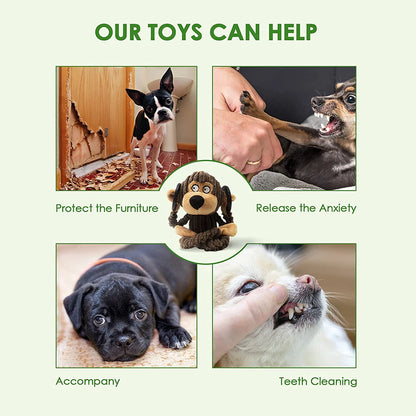 Plush Squeaky Monkey Dog Toy - Puppy Teething & Training Chew Toy for Small Dogs, Interactive Pet Playtime