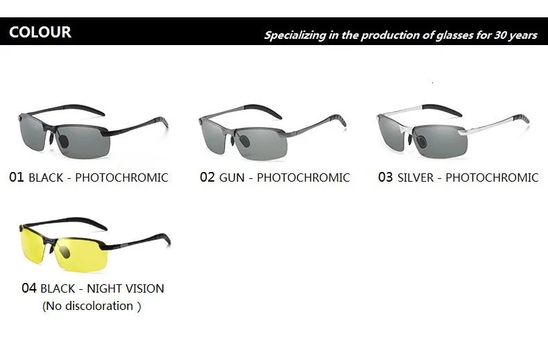 Photochromic Polarized Sunglasses for Men – Color-Changing Driving Glasses for Day & Night Vision