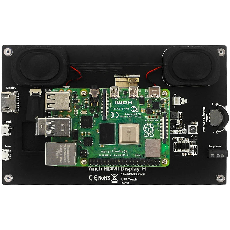 7 Inch Portable IPS Touch Screen Display – 1024x600 Monitor with Optional Speakers for Raspberry Pi 5/4B/3B+, Laptop, PC