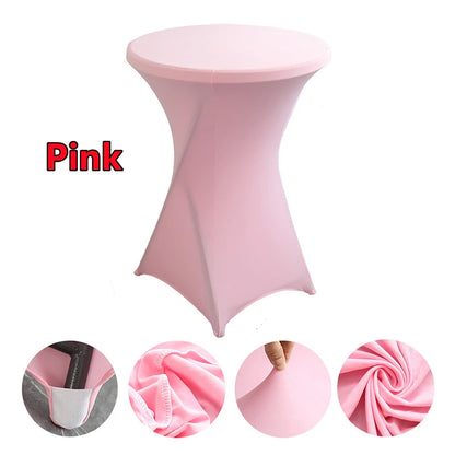 Spandex Round Tablecloth - Stretch Elastic Cocktail Table Cover for Wedding, Party, Hotel & Event Decor
