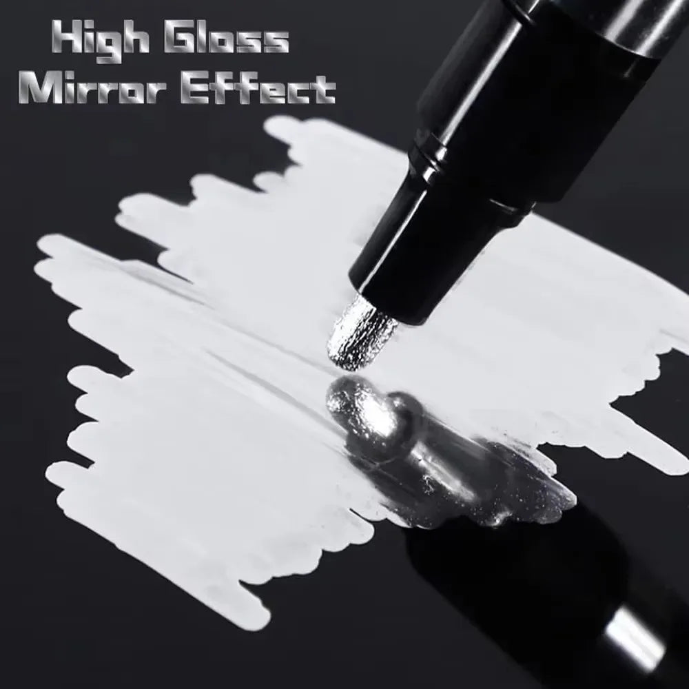 Chrome Paint Marker Pen - Waterproof Gold & Silver Metallic Repair Marker for Glass, Ceramic, Rock & Metal, 2mm Nib