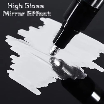 Chrome Paint Marker Pen - Waterproof Gold & Silver Metallic Repair Marker for Glass, Ceramic, Rock & Metal, 2mm Nib